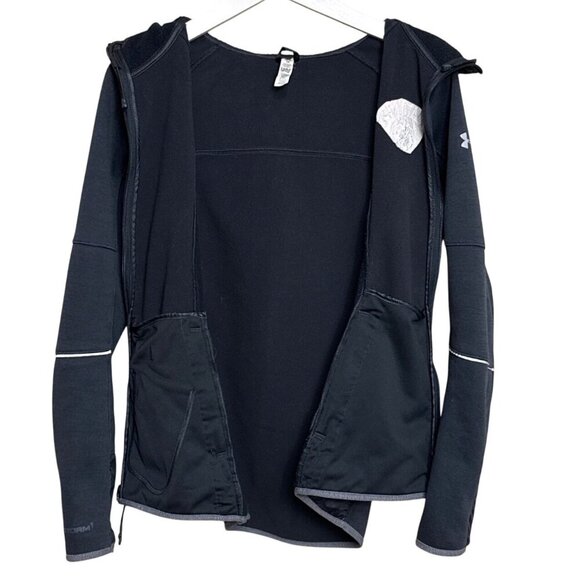 Under Armour Womens US Marines Storm Jacket Hooded Black Cold Gear Full Zip Sz S - Picture 7 of 10